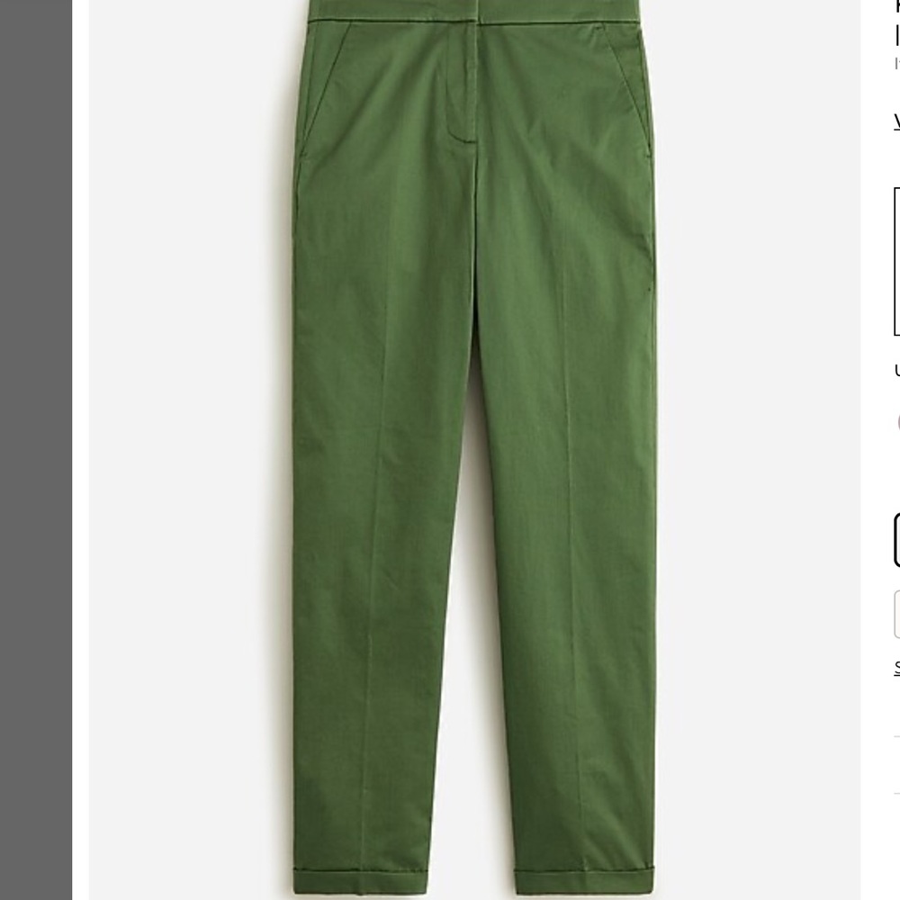 JCrew Cuffed Kate green Pants 10 High Rise Straight Leg Trouser  Flat Front